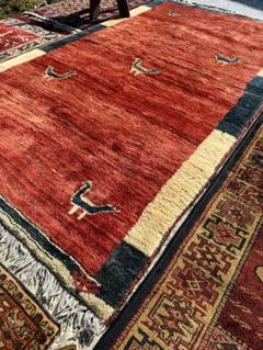 本物イラン手織りギャベ210×125cm 大判赤 ペルシャ絨毯 遊牧民 ラグ 本物イラン手織りギャベ210×125cm 大判赤 ペルシャ絨毯 遊牧民