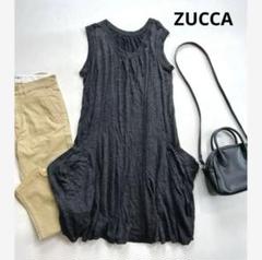 ズッカ＊ZUCCA＊ウールブレンド ノースリーブ ドレープポケット ワンピース