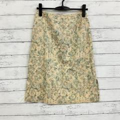 ボールジィ タイトスカート 横スリットあり 花柄 綿シルク混 ナチュラル 上品