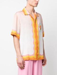 CASABLANCA カサブランカ レインボーモノグラム シルクシャツ XL