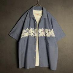 VISION✨アロハシャツ ヴィンテージ ハイビスカス柄 ゆるダボ 青 L