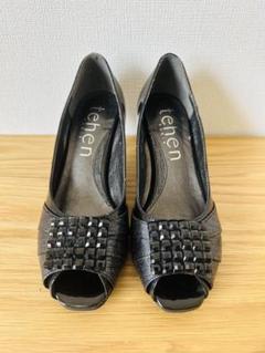 tehen オープントゥヒール 黒