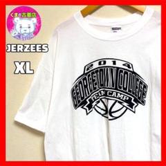 usa古着 JERZEES Tシャツ バスケ カレッジ ホワイト XL