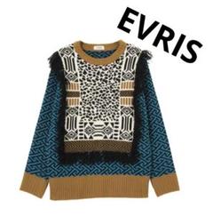 【EVRIS モザイク フリンジ カラフル ニット】エヴリスのサムネイル