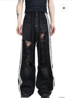 yori sport 5 stripe denim BLACK/White