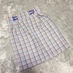 【ニューリーミー】 （L） ミニスカート リボン チェック ゴムウエスト 美品