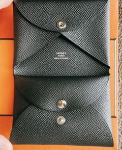 【美品】HERMES カルヴィデュオ　ブラック ノアール カルヴィ デュオ カードケース ノワール ブラック 黒[] Calvi