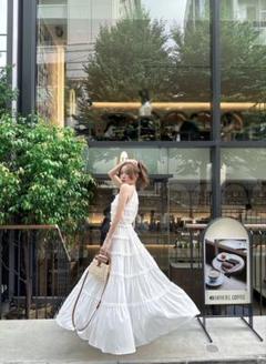 sheller 2way lace stripe long dress ホワイト - メルカリ