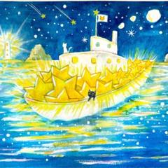 絵画 。壁掛け絵原画【夜空に美しい蔷薇流星雨、楽しくバレエを