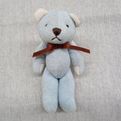 ［KF49］水色クマ型ぬいぐるみ　テディベア　ライトブルー　リボン付