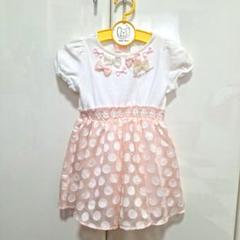 mezzo piano 95cm ピンクドットワンピース メゾピアノmezzo piano ドット柄リボンワンピース 90cm - メルカリ
