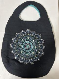 【オーダーメイド品★レアアイテム】ビーズ刺繍 黒 トートバッグ