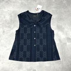 【極美品】儀右ヱ門　儀右衛門　ギエモン　久留米　絣　かすり　ベスト 儀右エ門 ギエモン 久留米絣 前合わせコート タ201 日本製