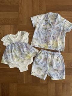 花柄 ベビー服 ロンパース セットアップ 男女お揃い 90 70