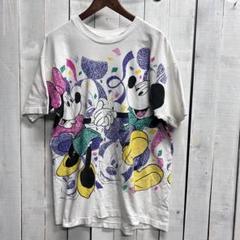 XL　90s　ミッキー　ミニー　Tシャツ　総柄　白　Jerry Leigh