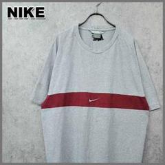 古着 ナイキ NIKE 希少 刺繍ロゴ Tシャツ グレー×ワイン XL