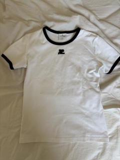 COURREGES ラウンドネック Tシャツ Sサイズ ホワイト/ブラック