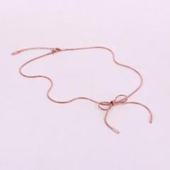 【大人気】リボン ネックレス ピンクゴールド サージカルステンレス 残り 金アレ