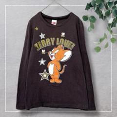 トムとジェリー　TOM＆JERRY ビックプリントロンT 長袖　ブラウン