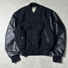 golden bear レザーウールスタジャン オールブラック - メルカリ