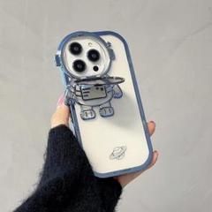 ﻿iPhone13 ケース 紫 宇宙飛行士 レンズスタンド　スマホケース