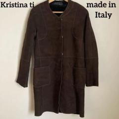 イタリア製 Kristina Ti クリスティーナティ 半端袖 コート 美品【クリスティーナ ティ】イタリア製 ムートン コート 裏ボア
