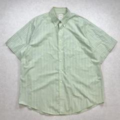 【美品】Brooks Brothers 半袖ストライプシャツ グリーン XL