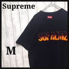 【肉厚】Supreme　シュプリーム　ファイヤー　フレイム　刺繍ロゴ　Tシャツ