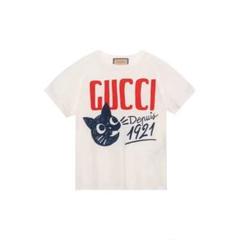 グッチ　Tシャツ　10A ネコ　Black cat ミケーレ グッチ GUCCI 493117 X3I29 BLACKCATプリントオーバーサイズT