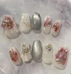 現品　ニュアンスネイル　ぷっくりフラワーネイル