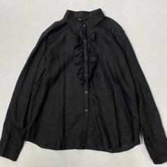 美品 agnes b. アニエスベー リネン フリル長袖ブラウス 麻
