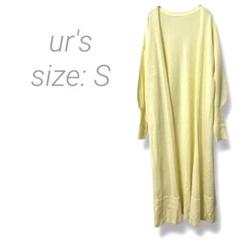 【ユアーズ】ur's ✨タグ付き美品✨ ロングシアーカーディガン S イエロー