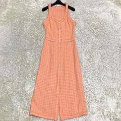 希少　ZARA　ロングワンピース　ノースリーブ　ボタン　ビジュー　オレンジ