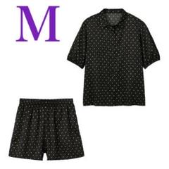 ジーユー パジャマ 半袖上下 黒 M