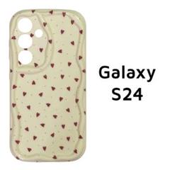 Galaxy S24 赤 ハート ウェーブ カバー