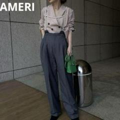美品　AMERI　DROP PEARL SUSPENDER PANTS　Mグレー