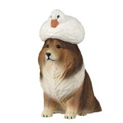 匿名配送　あかねの木彫り アヒルと犬　シェットランド・シープドッグ