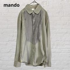 mando♡マンド シルク混 長袖Tシャツ フロントタックブラウス　グレー系 L