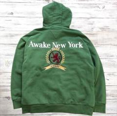 AWAKE パーカー 刺繍ロゴ S グリーン 0539