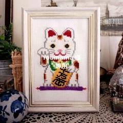 中国　猫　子猫　刺繍絵画　刺繍絵　刺繍画　掛け額　額入り　額縁 刺繍絵画 動物シリーズ(猫) 1（中国 猫 子猫 刺繍絵画 刺繍絵