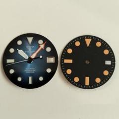 nh35 カスタム mod gs ロゴ 木目文字盤 カスタム ミラーダイアル ブルー×ゴールド SEIKO MOD NH35 GS