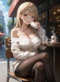 ong5　AI 美女 A4 ポスター 光沢紙 フェチ セクシー ニット 太もも