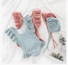 水着 子供用プール ワンピース 水着 ブルー 女の子 100 95 XL キッズ
