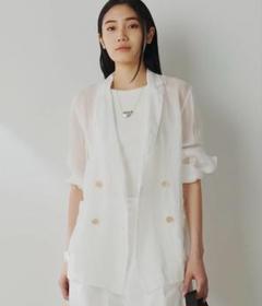 定価3.5万 Whim Gazette モヘヤ混　ツイードジャケット 白 金釦 s10_P18QVC.jpg?$itemSlide$