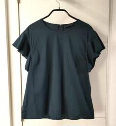sacra サクラ フリル袖半袖ブラウス 紺色 ネイビー シャツ 美品