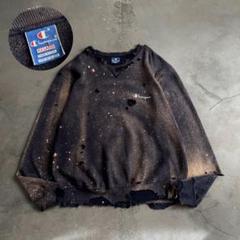 ダメージ　　ボロ　カーディガン ダークグレー　常田大希 スウェット カーディガン90s 80s 古着 ボロ ダメージ 常田大希