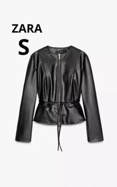 ZARA ザラ フェイクレザー ペプラムジャケット 黒 XS ZARA フェイクレザー ペプラムジャケット XSサイズ - メルカリ