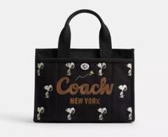 COACH XPEANUTS カーゴトートバッグ26・スヌーピー ブラック 黒