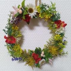 ハンドメイド造花のフラワーリース