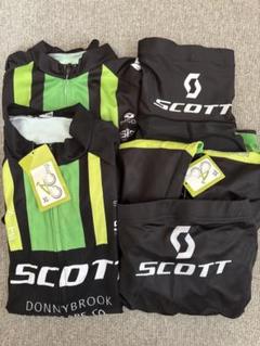 SCOTT サイクリングジャージ 黒/緑　XLサイズ　4点セット 人気商品の SCOTT サイクリングジャージ 黒/緑 XLサイズ 4点